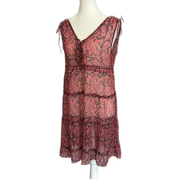 2 For $25 - AE American Eagle Sheer Print Dress Beach Coverup - Size 8 - Picture 5 of 14